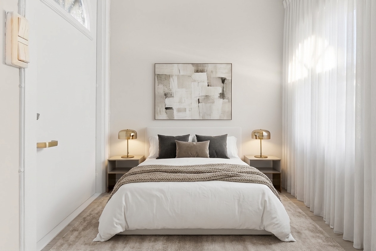 Same bedroom professionally staged by InstantStaged AI