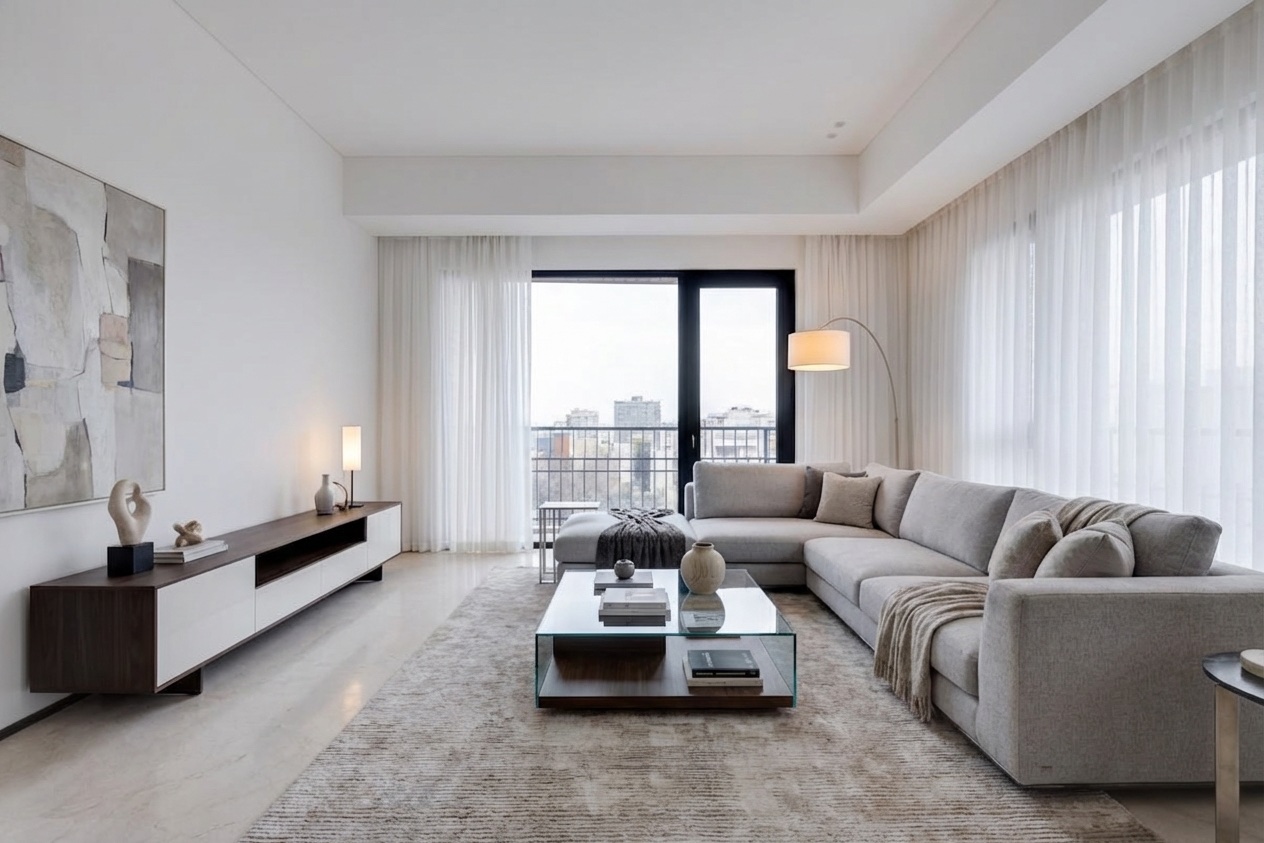Same open concept room staged by InstantStaged AI